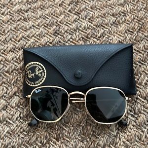Ray Ban hexagonal sunglasses with original case. Unisex